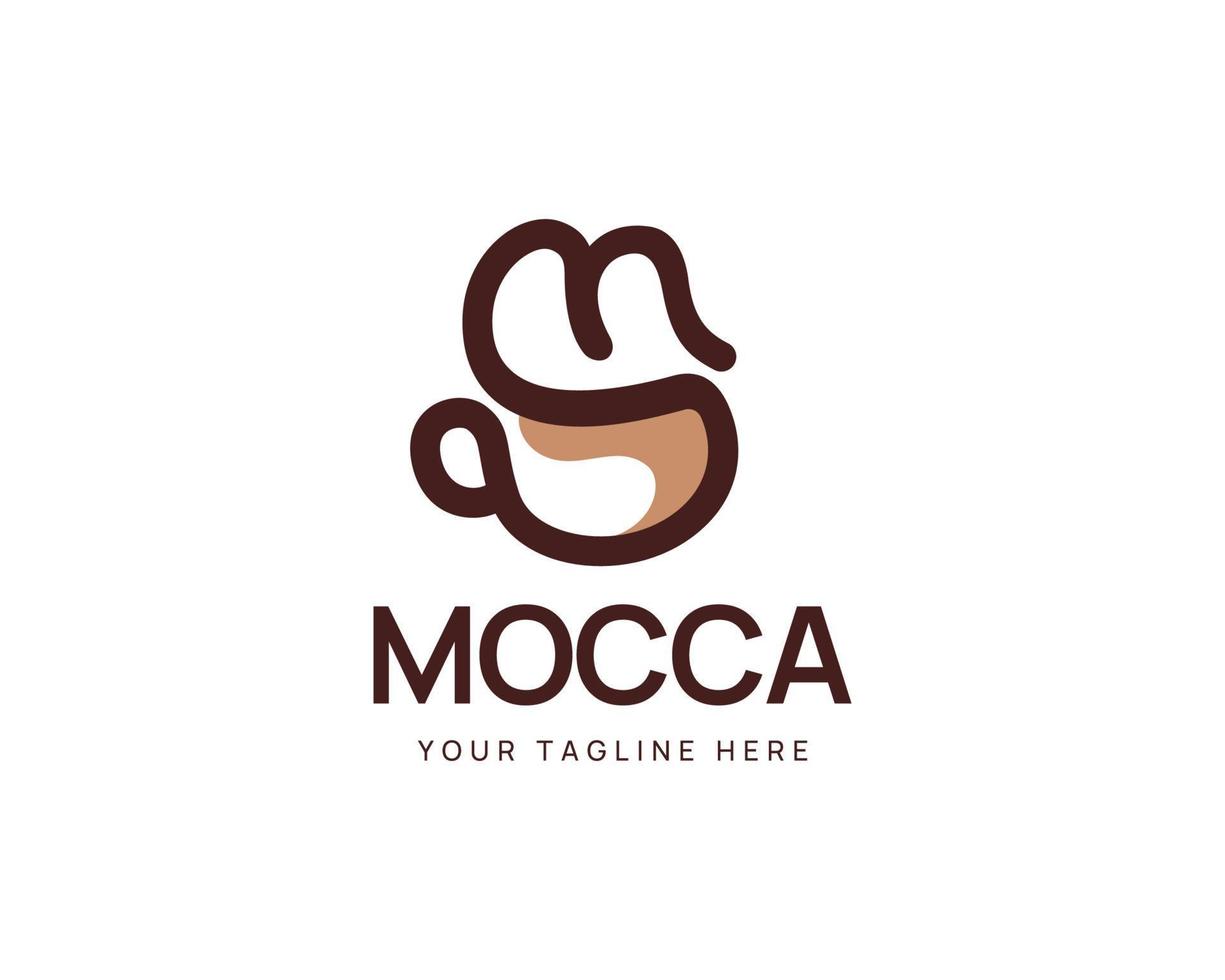 Stylish Coffee Shop Logo with M Letter and Cup of Coffee vector