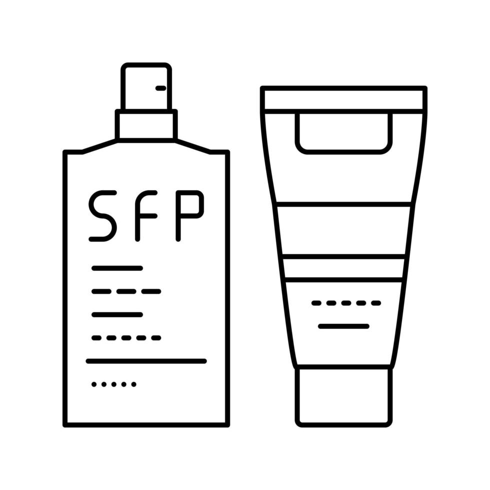 sunscreen protective face and body oil spf-30 line icon vector illustration