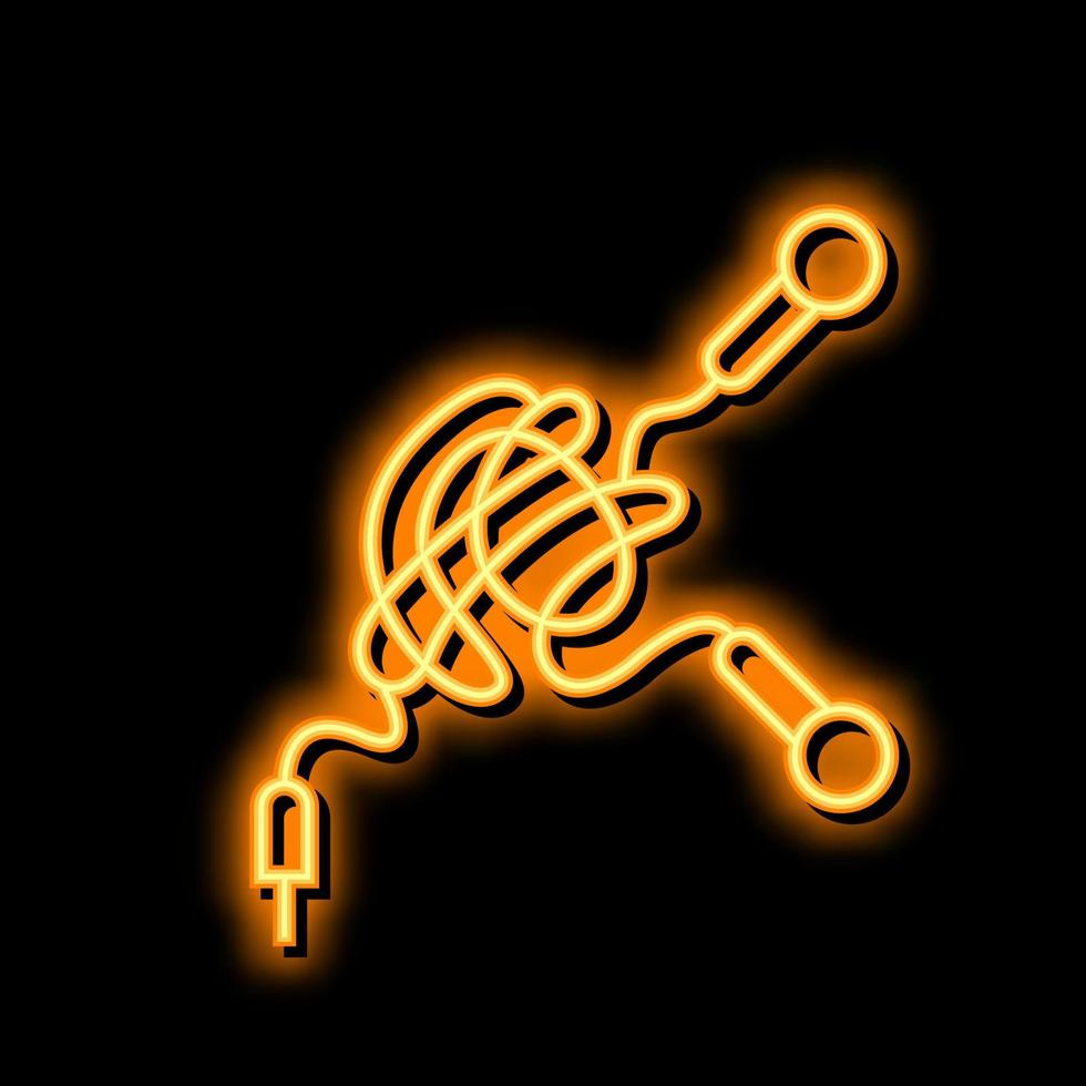 tangle earphone cable neon glow icon illustration vector