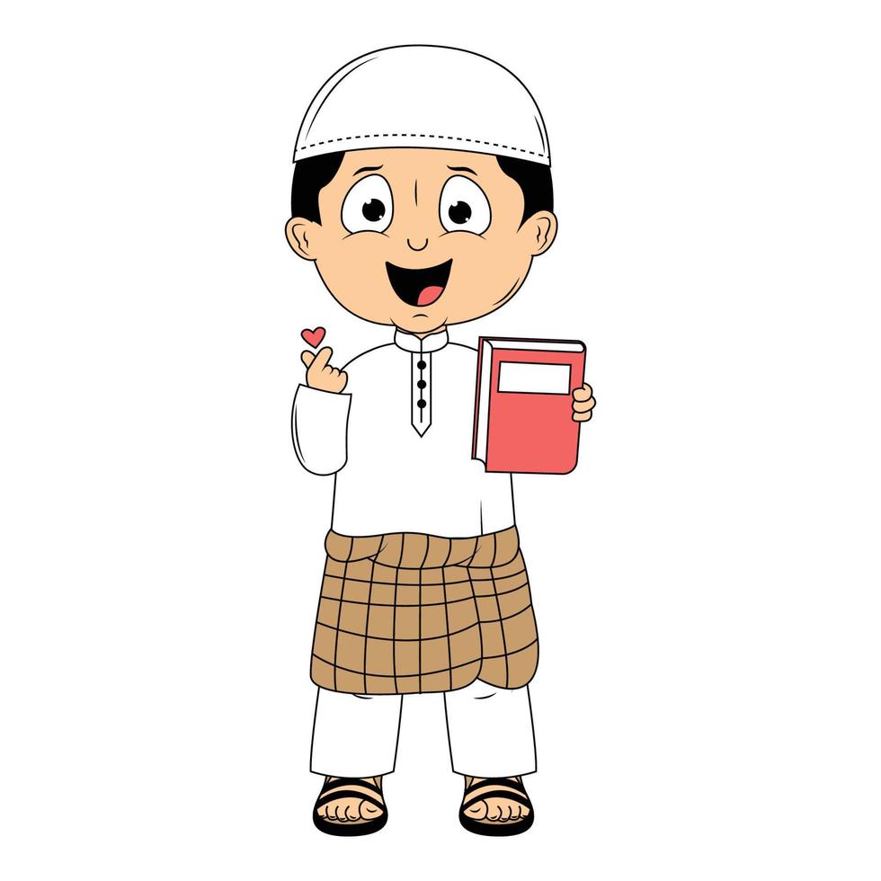linda musulmán chico dibujos animados ilustración vector