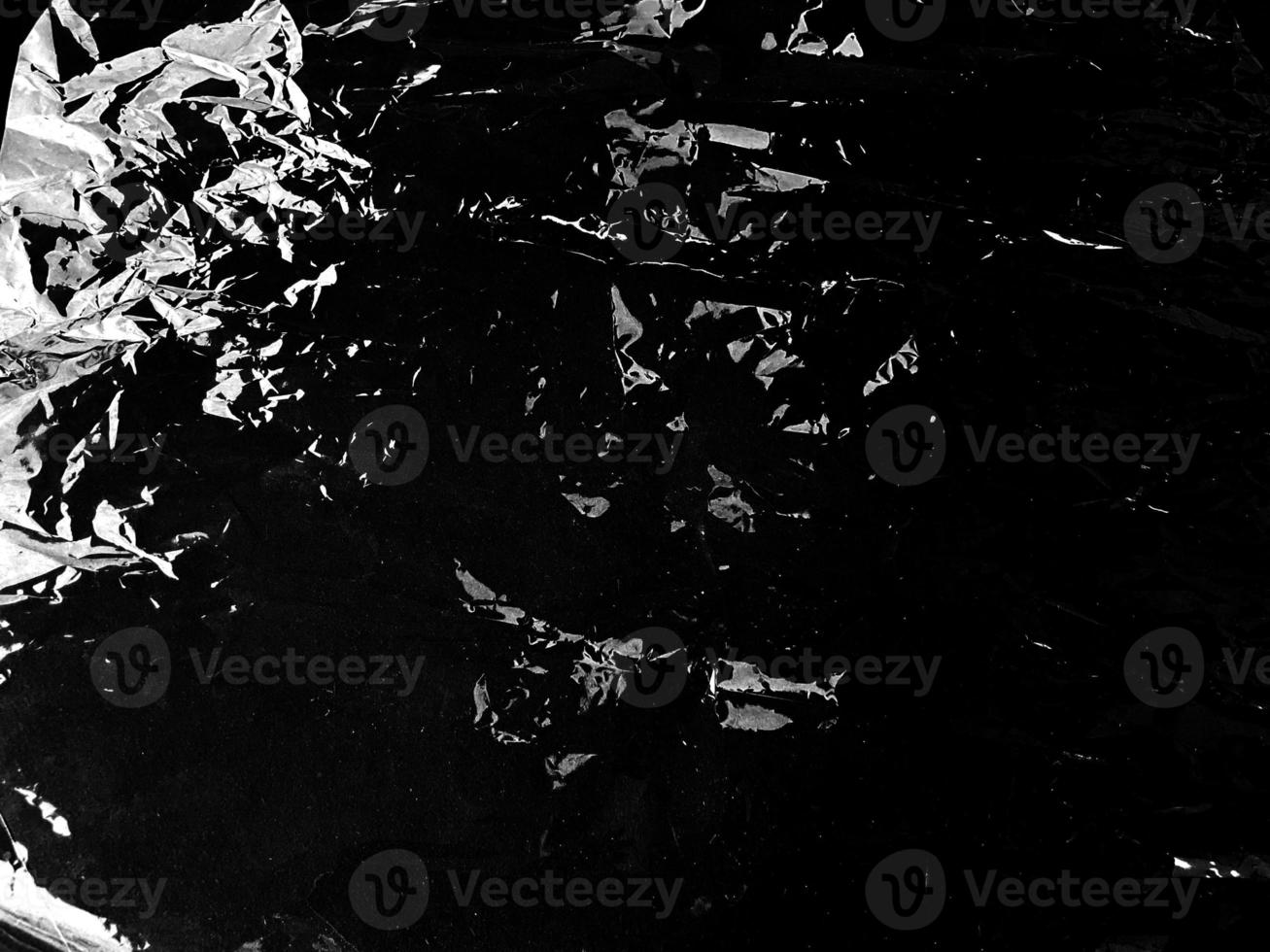 Black transparent plastic wrap texture overlay background. Realistic