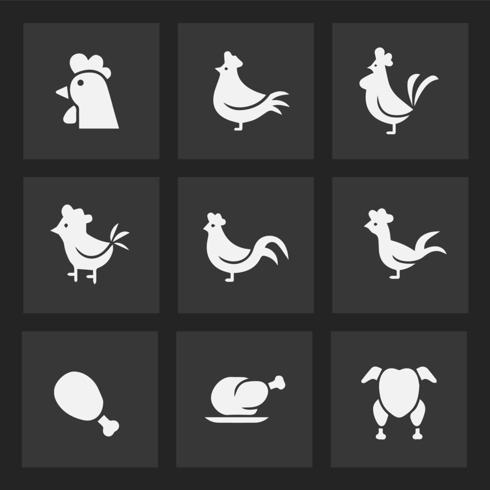 creativo pollo icono conjunto vector