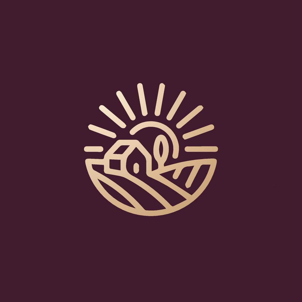 Luxury and modern farm house logo design vector