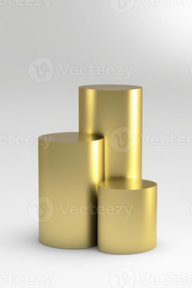 gold podium on white background. pedestal for product display, 3d rendered photo