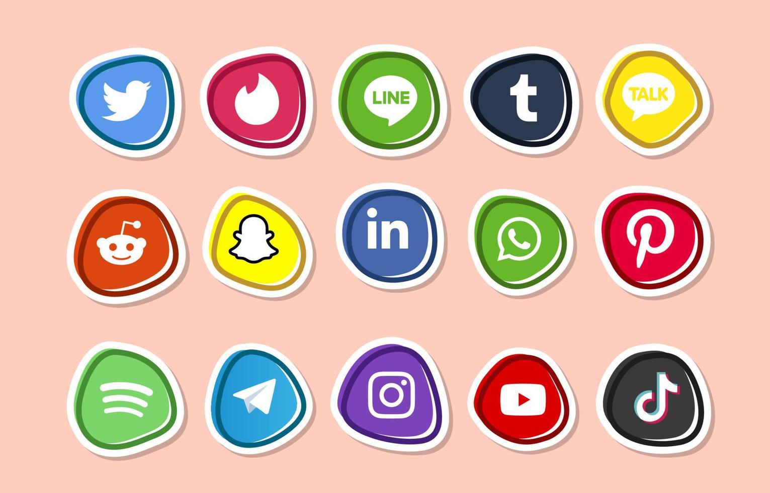 Social Media Logo Sticker Collection vector