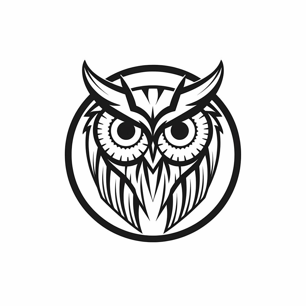 Owl Black And White Logo. photo