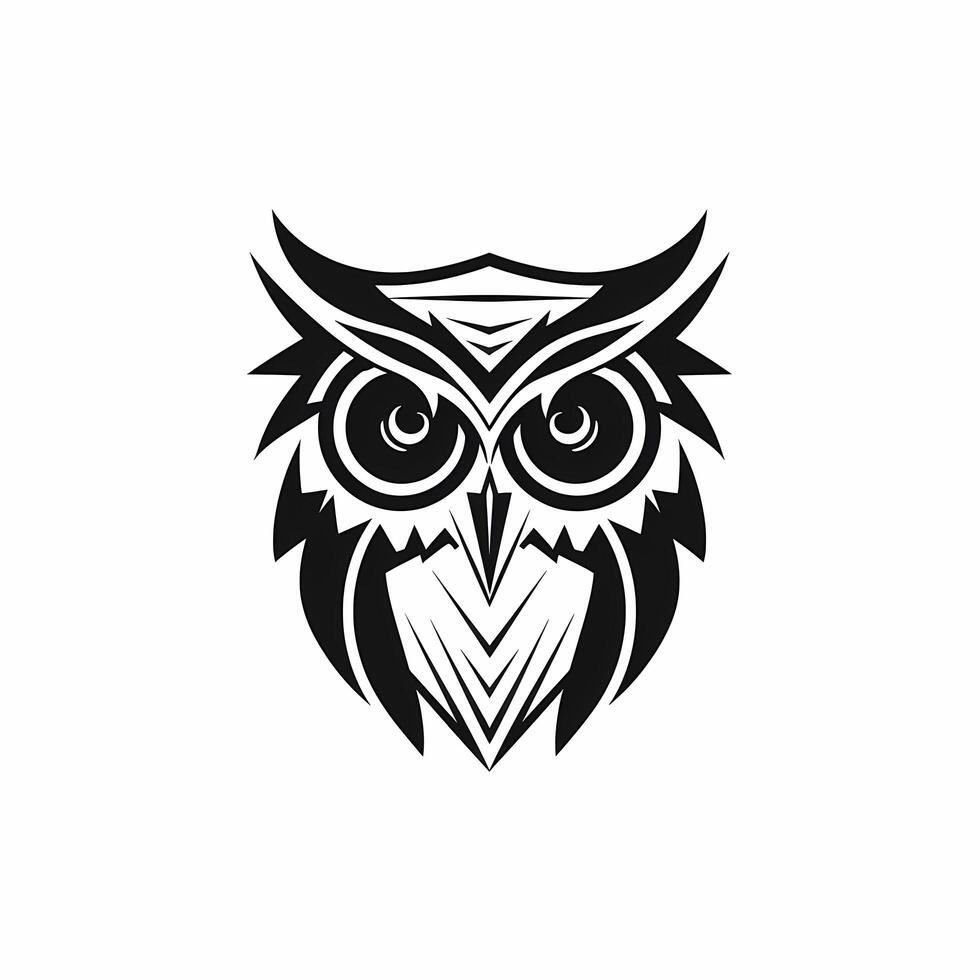 Owl Black And White Logo. photo