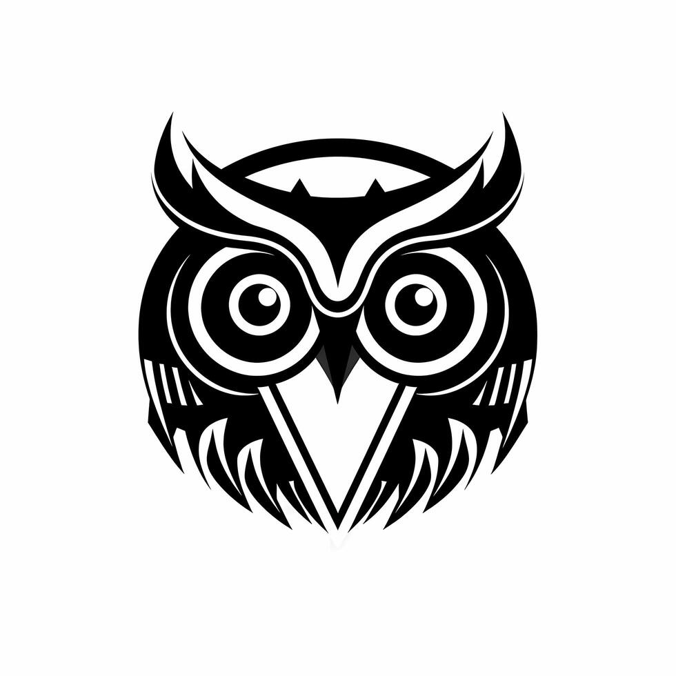 Owl Black And White Logo. photo