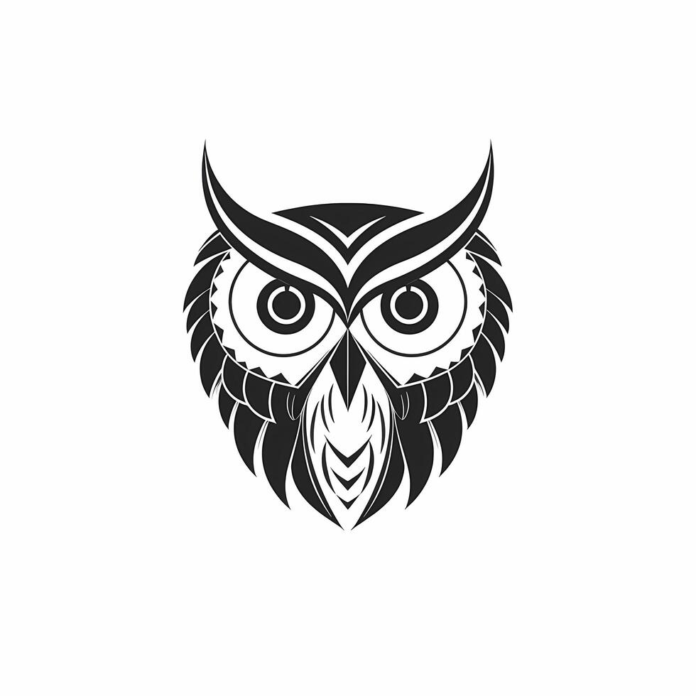 Owl Black And White Logo. photo