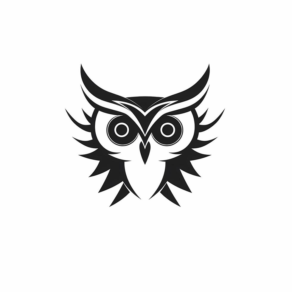 Owl Black And White Logo. photo