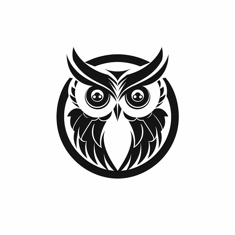 Owl Black And White Logo. photo