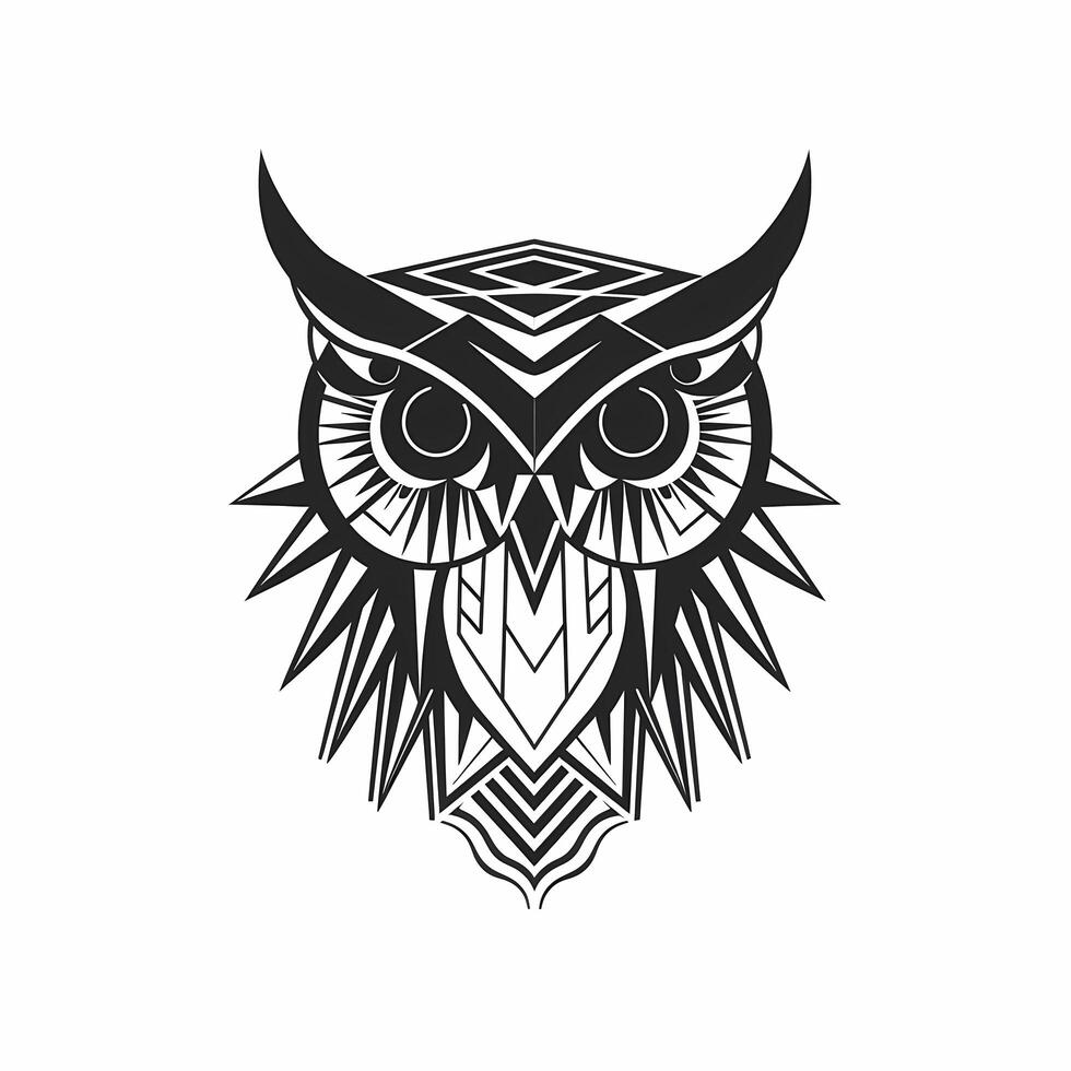 Owl Black And White Logo. photo