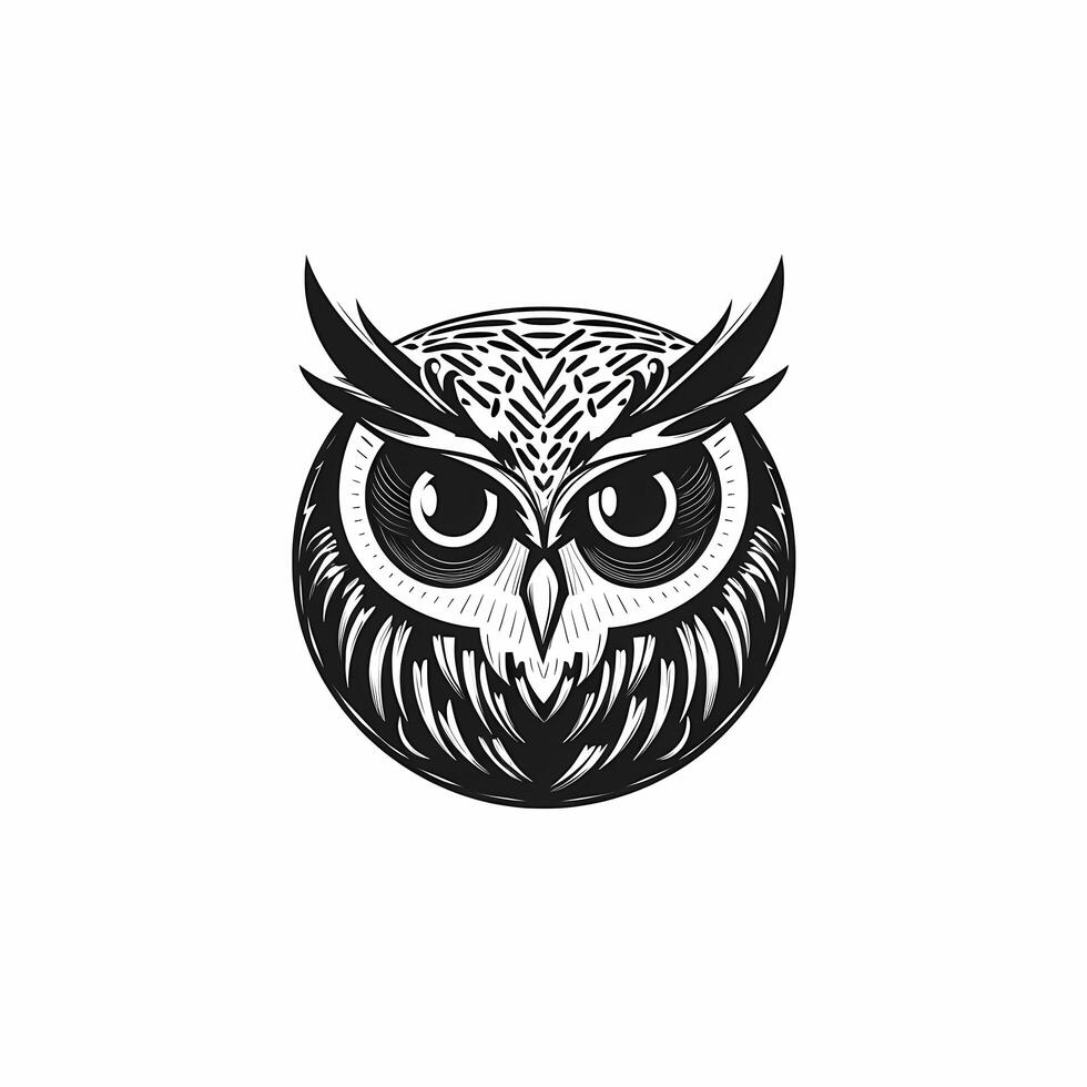 Owl Black And White Logo. photo