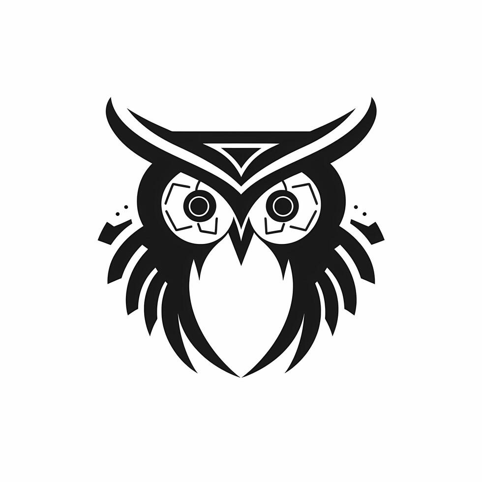 Owl Black And White Logo. photo