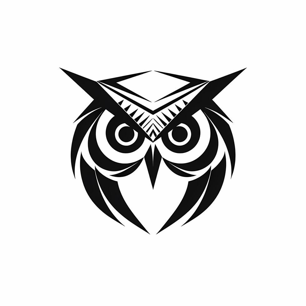 Owl Black And White Logo. photo