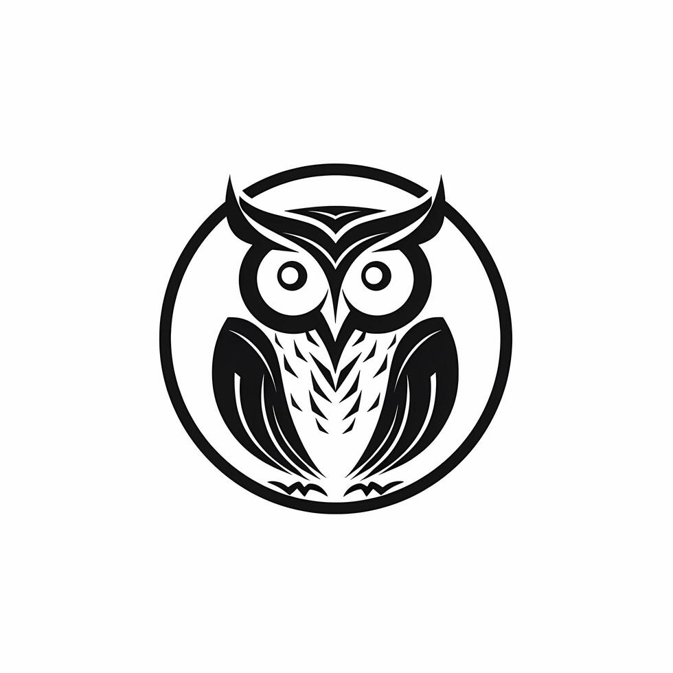 Owl Black And White Logo. photo