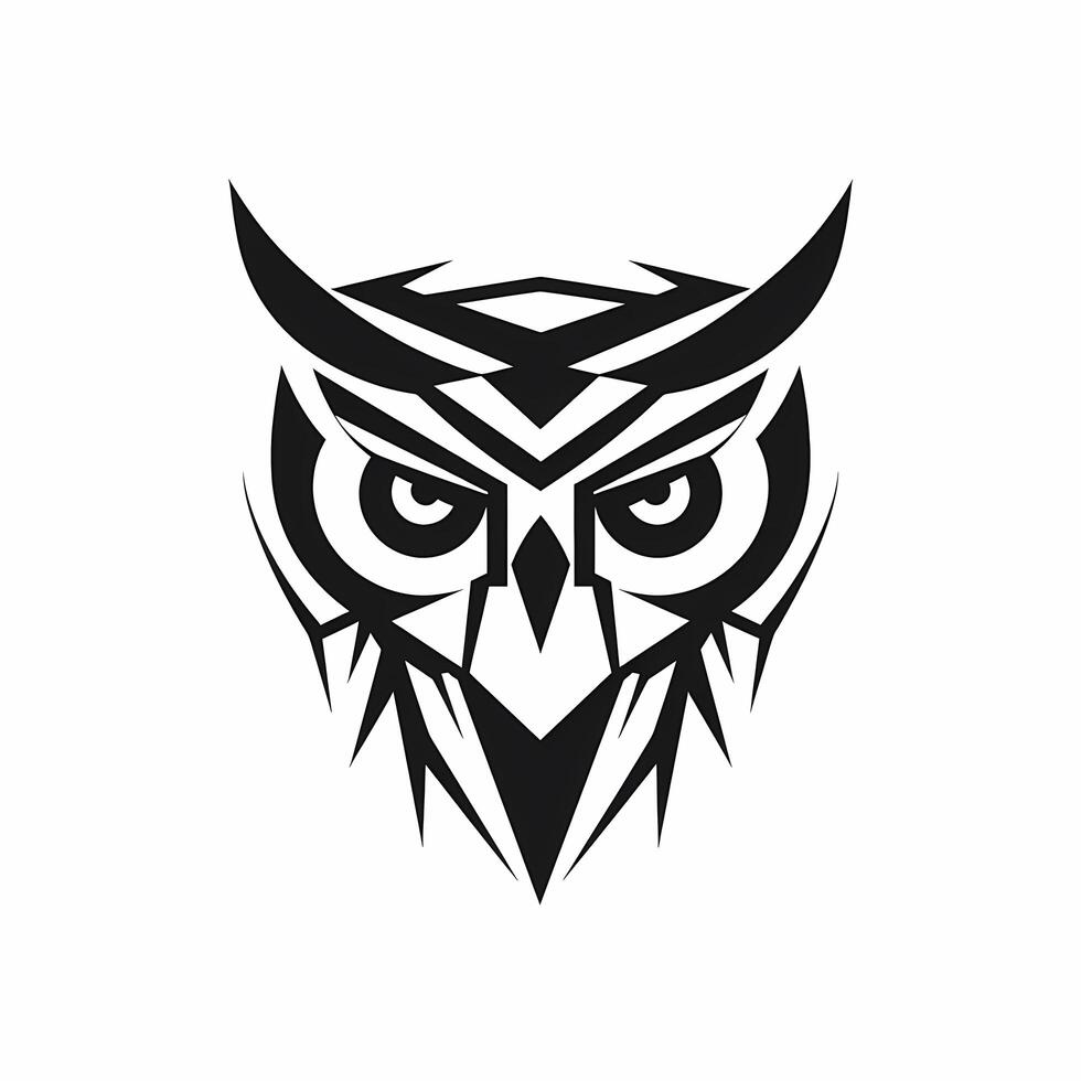 Owl Black And White Logo. photo