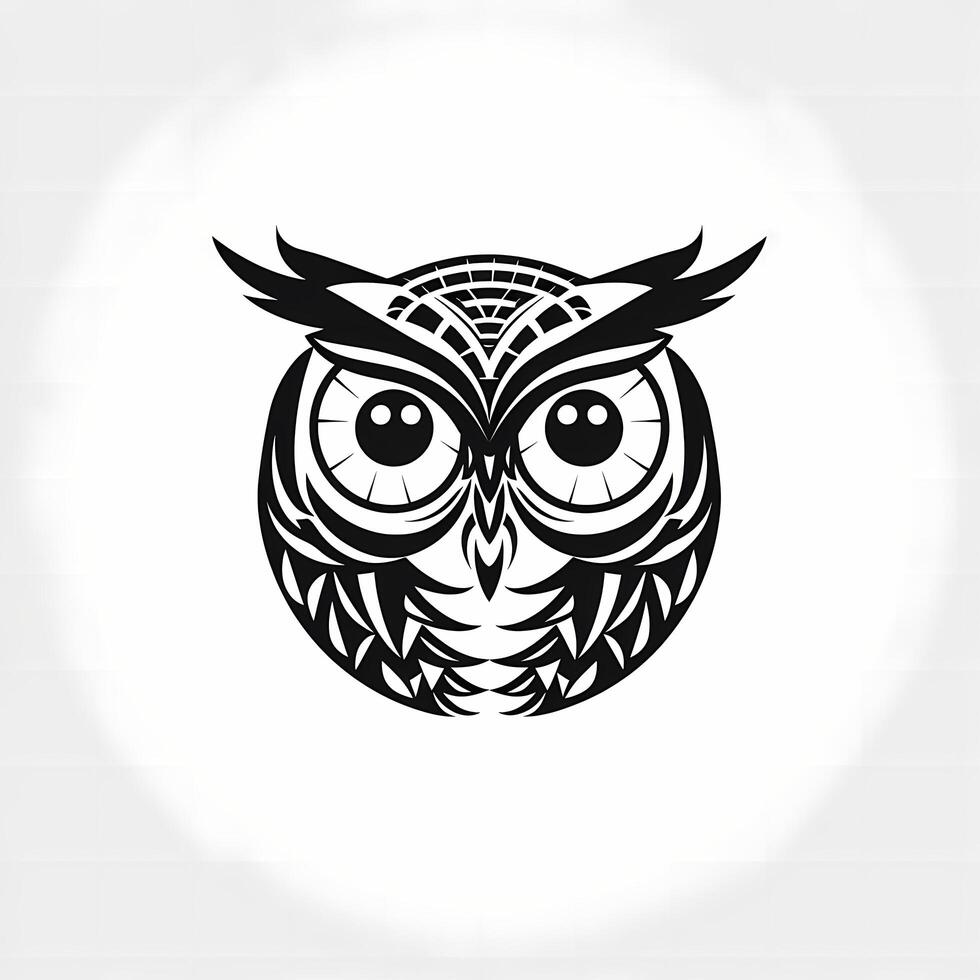 Owl Black And White Logo. photo