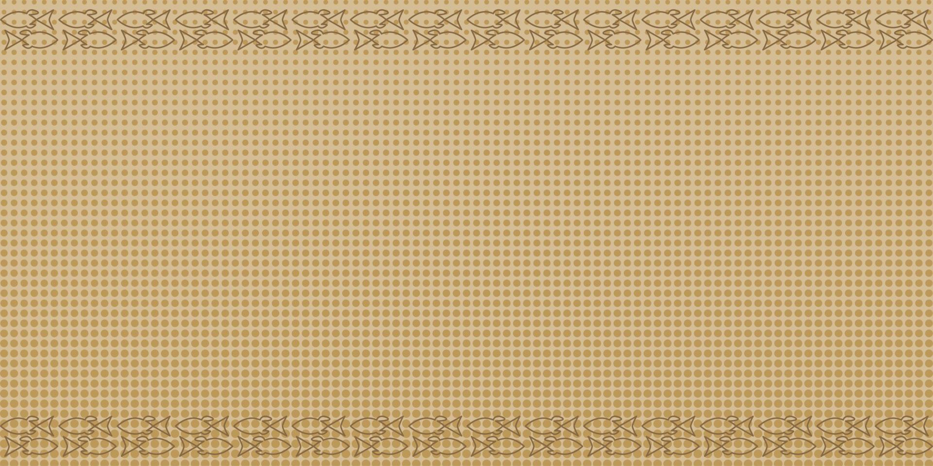 Beige yellow horizontal background with circles decreasing upwards and small fish on top and bottom. Creative spot design of backdrop, web wallpaper, etc. Vector illustration.