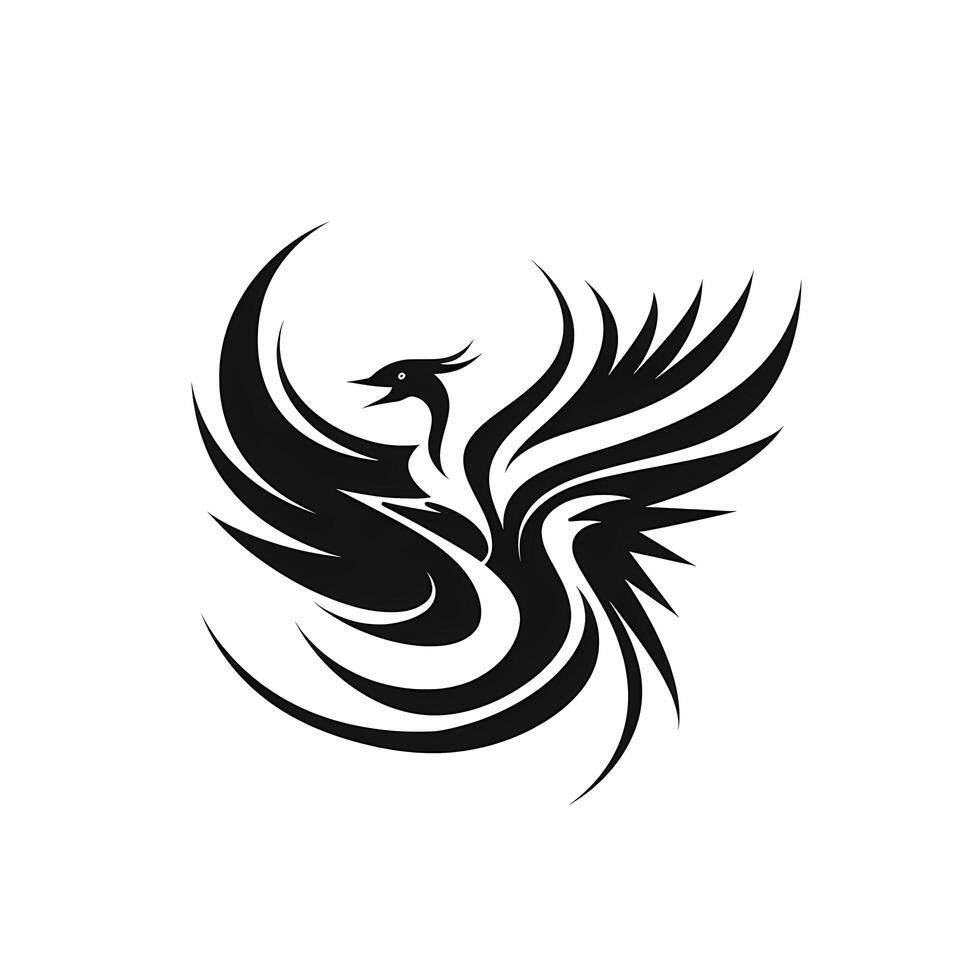 fénix negro y blanco logo. ai generado foto