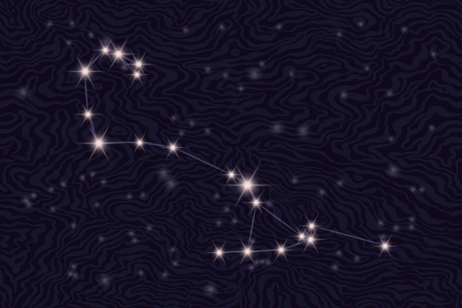 zodíaco constelación Escorpión en el antecedentes de el estrellado cielo. Escorpión en un texturizado antecedentes de un estrellado noche. astrológico zodíaco en el antecedentes de espacio. popular astronomía vector