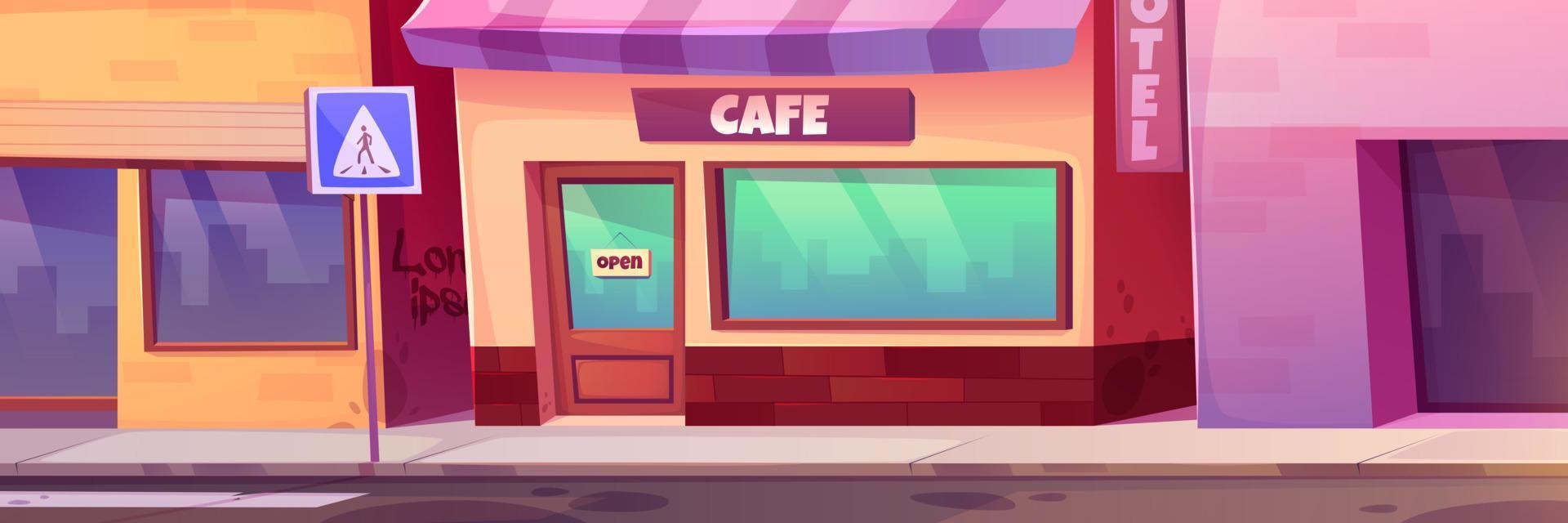 Modern cafe facade with large window vector