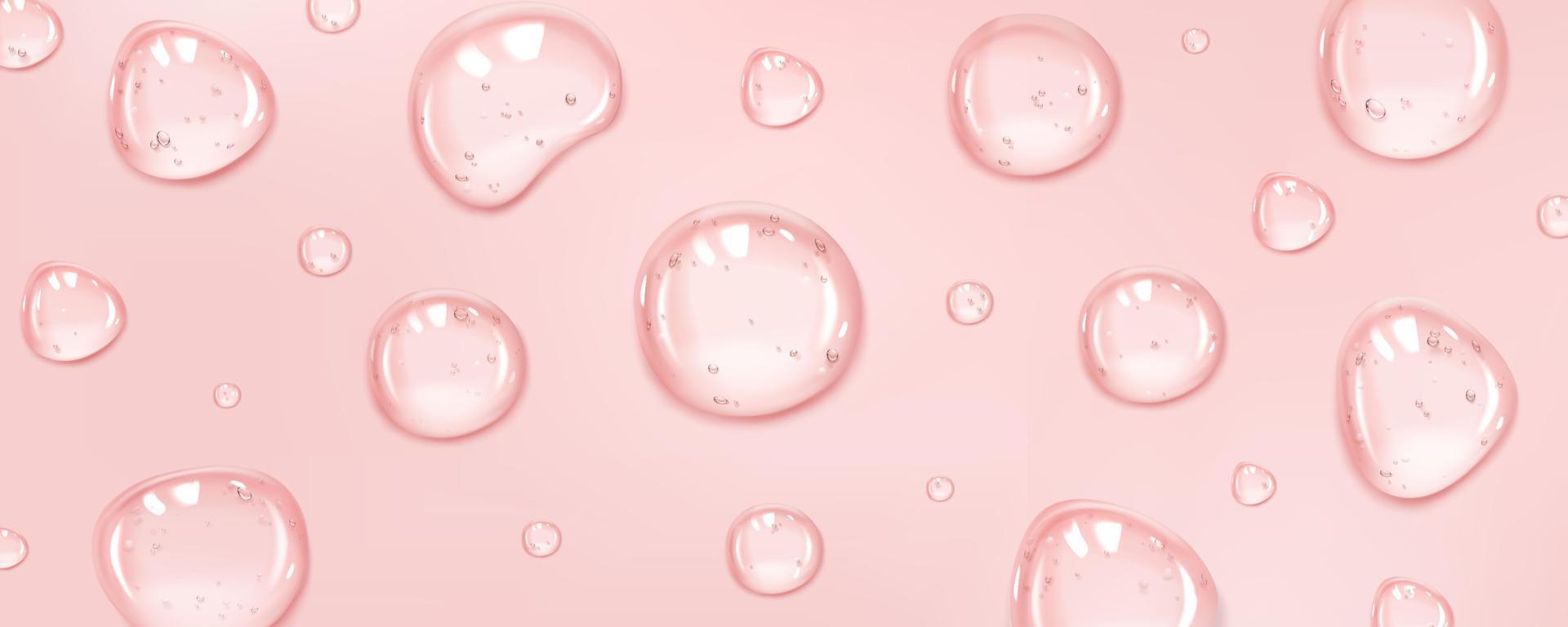 realista suero gotas en rosado superficie antecedentes vector