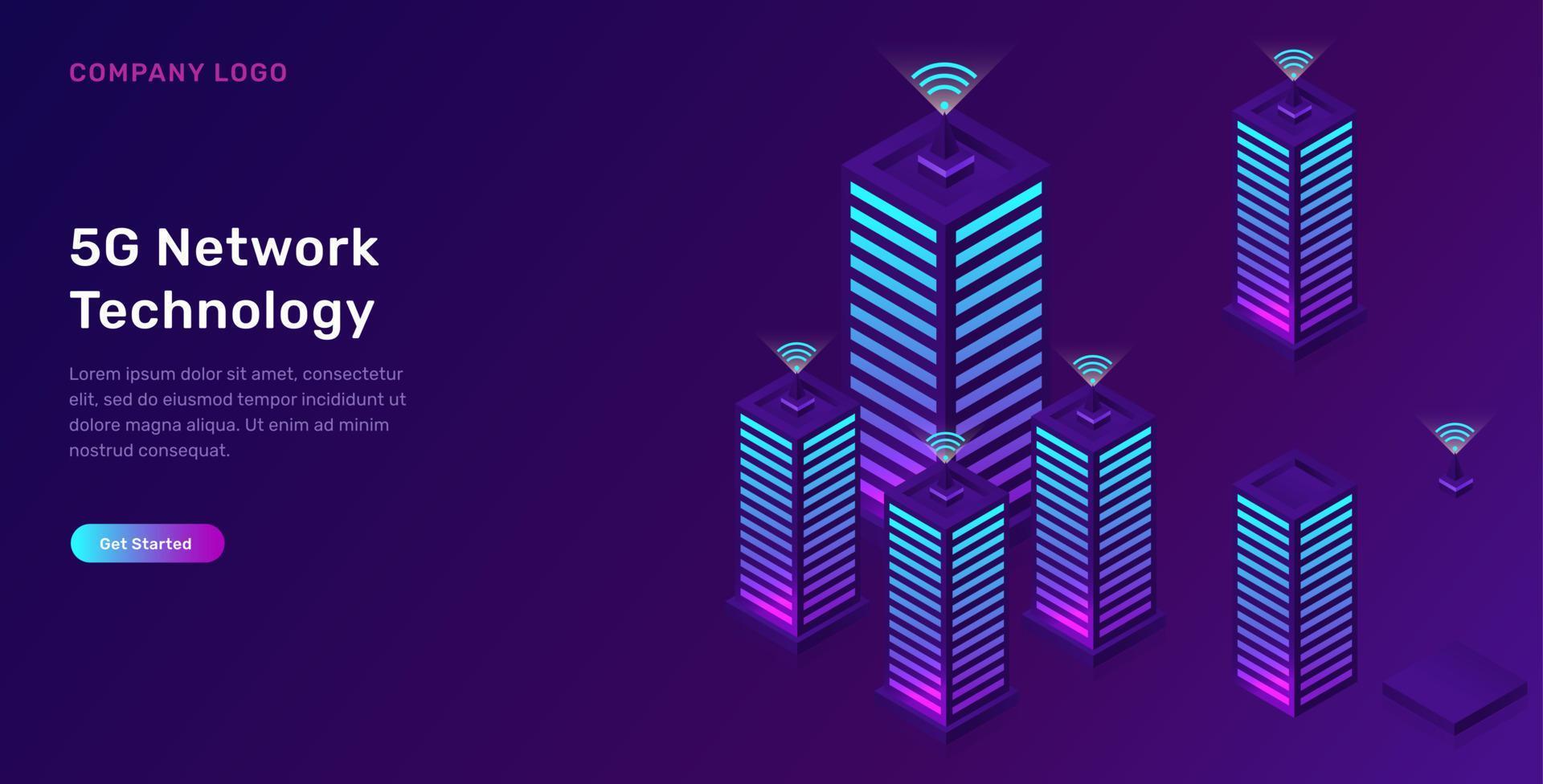 5G network technology, isometric concept vector