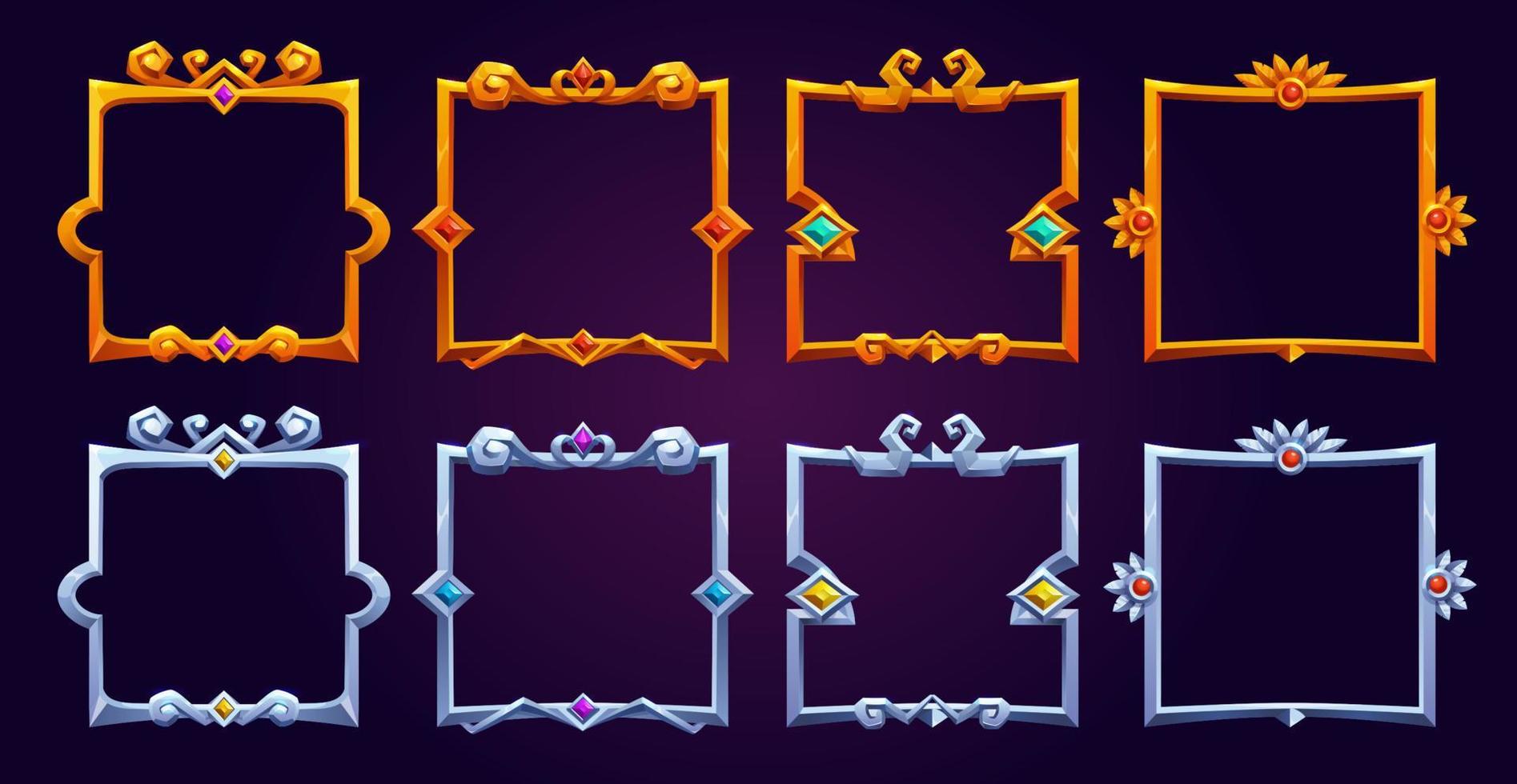 Set of fantasy square game frames vector