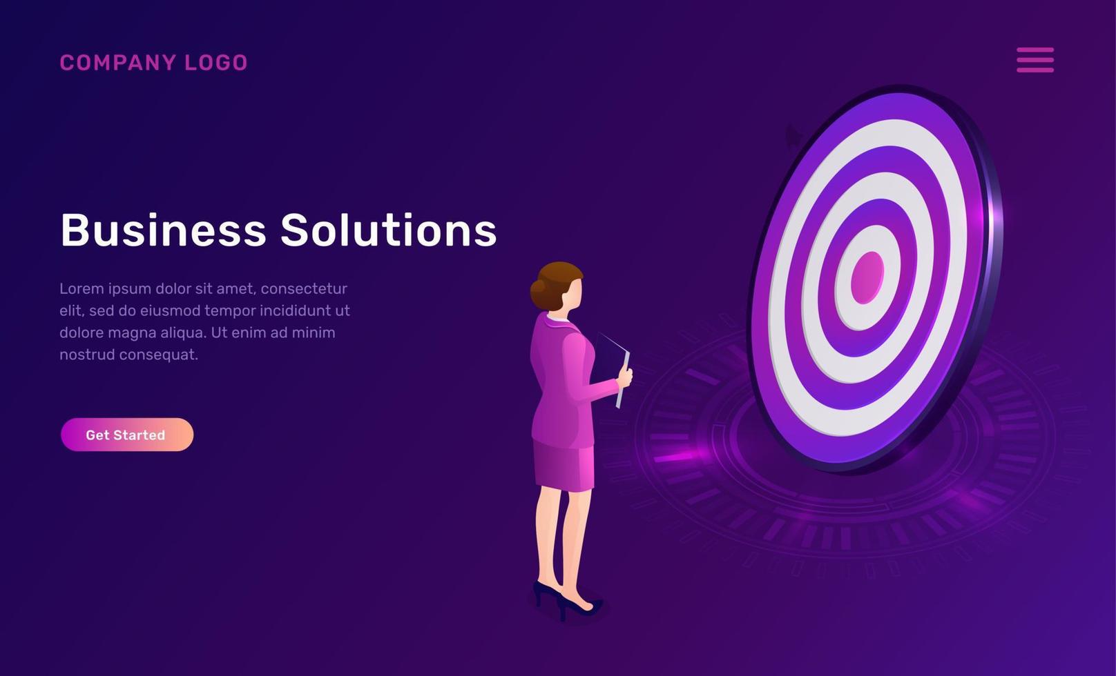 Business solution, target achievement isometric vector