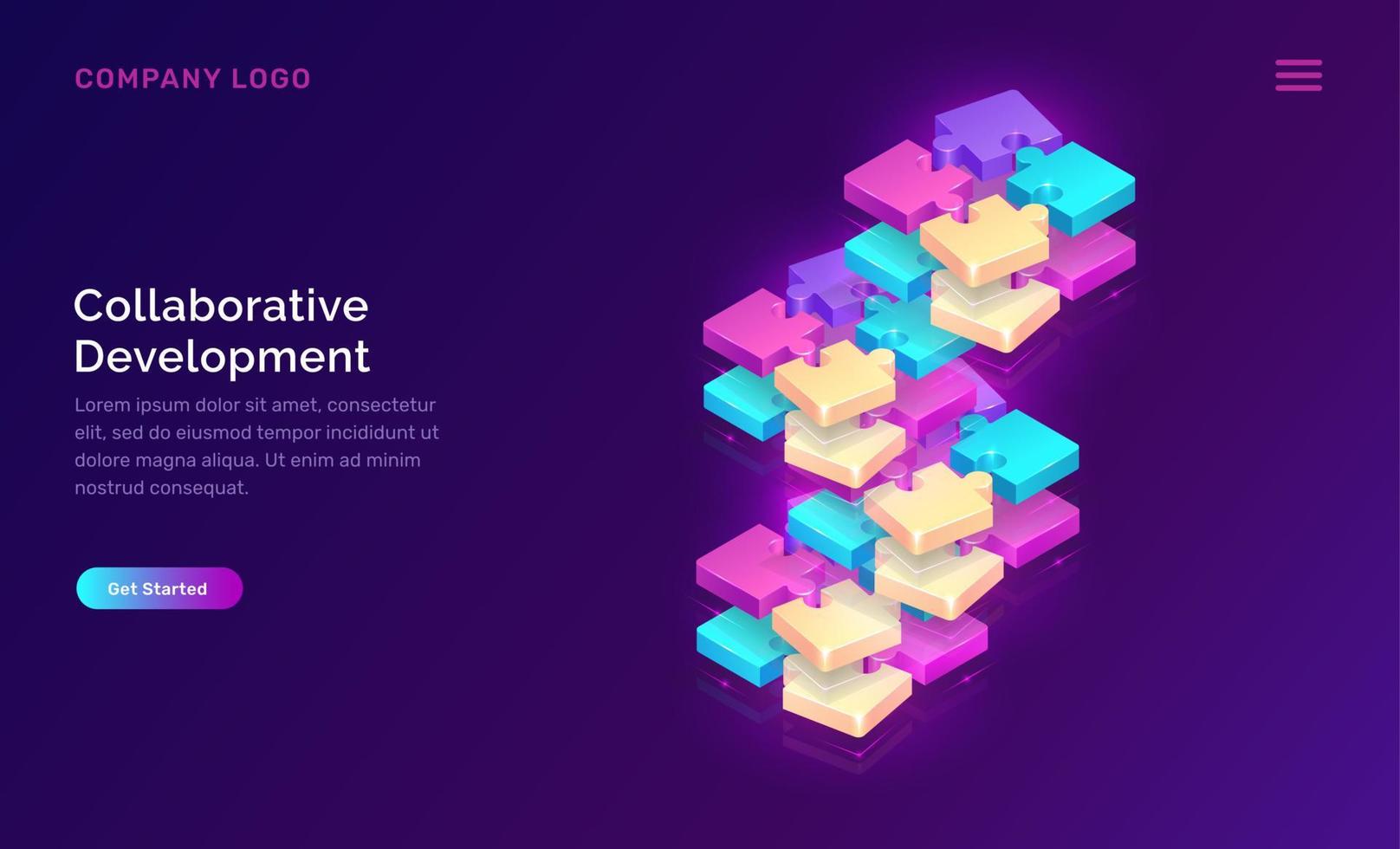 Collaborative development, isometric concept vector