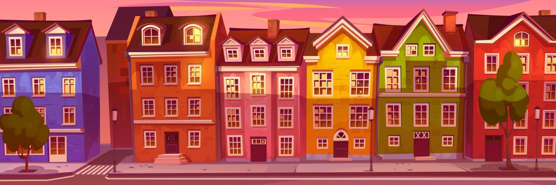 Morning city street with Scandinavian buildings vector