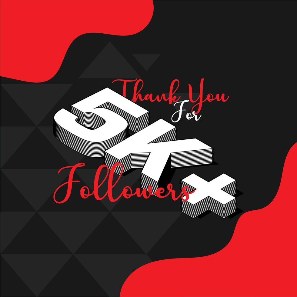 Celebrating 5k or 5000 followers or subscribers on any social platform vector