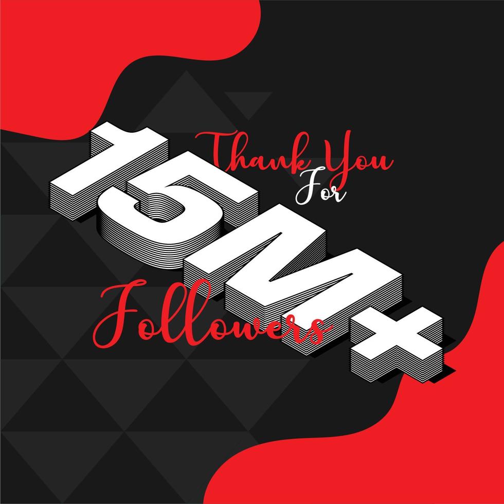 Congratulations for the support of 15 million followers or subscribers on social vector