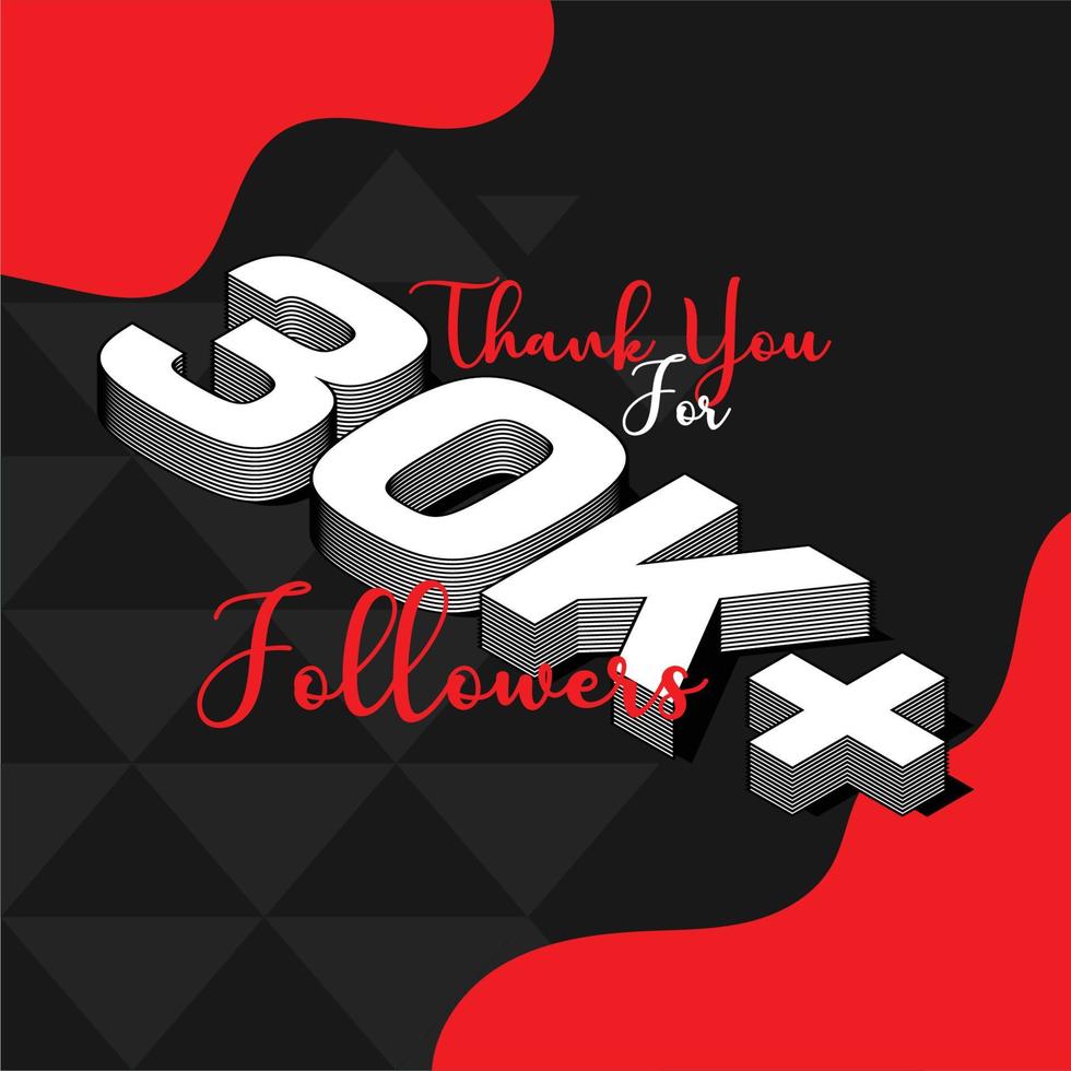 celebrating or enjoying 30K or 30000 subs or followers on digital social platform vector