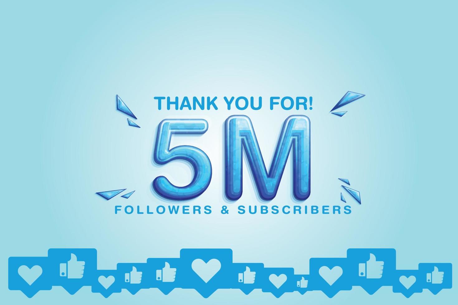 Cherishing the support of 5M or 5 million followers or subscribers on social platform vector