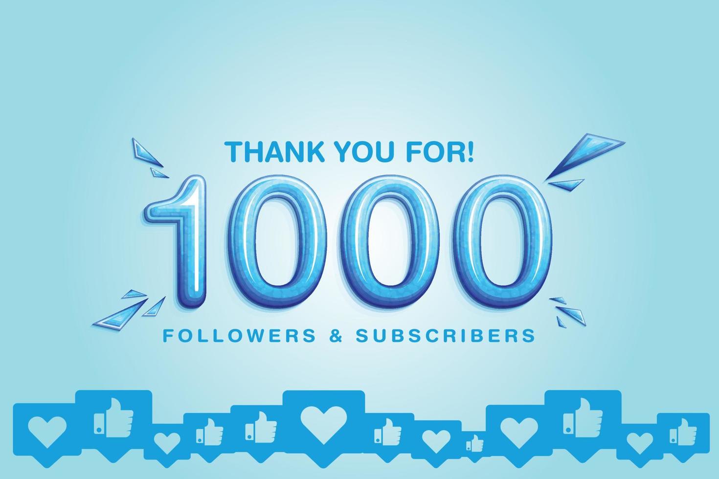 celebrando y admirativo el apoyo de 1000 o 1k seguidores o suscriptores vector