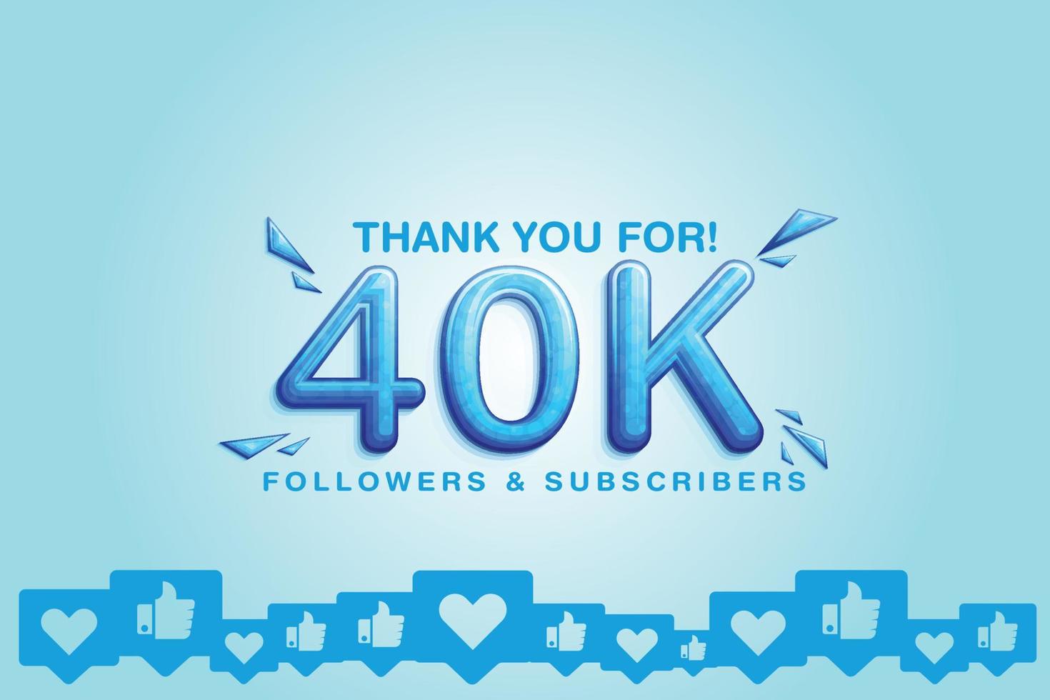 celebrando el apoyo de 40000 o 40k seguidores o suscriptores en social plataforma vector