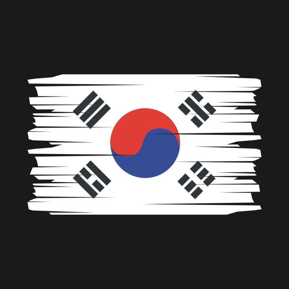 South Korea Flag Brush Vector