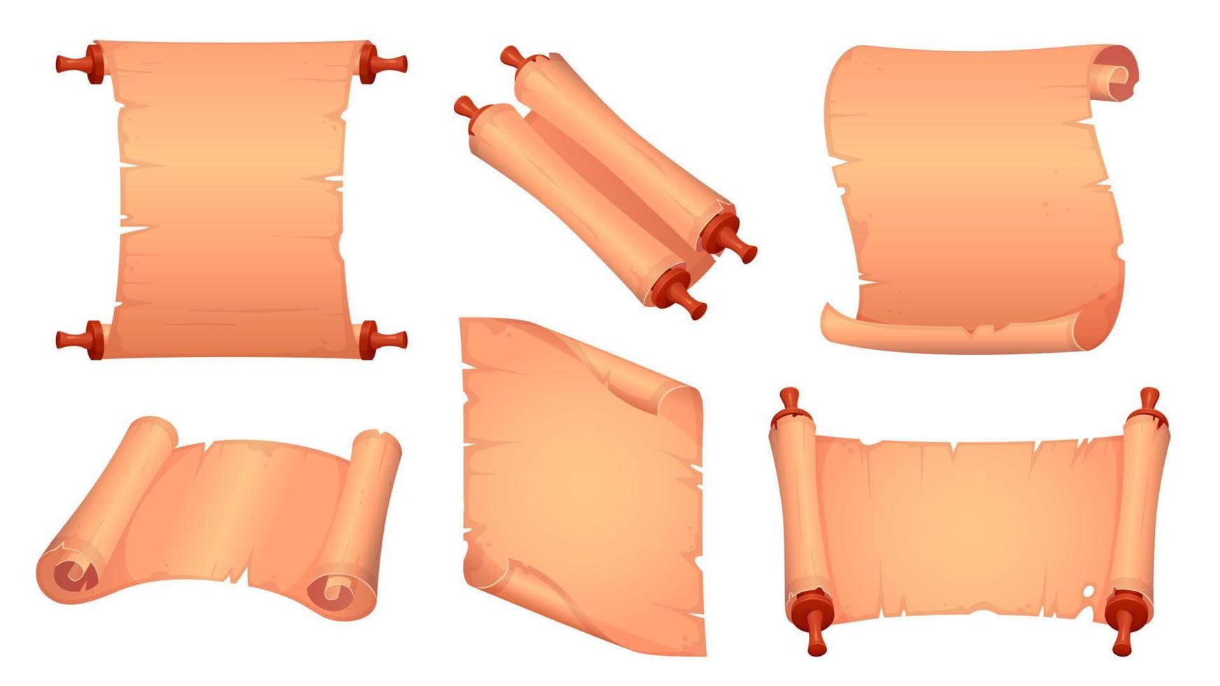 Cartoon set of old parchment scrolls vector