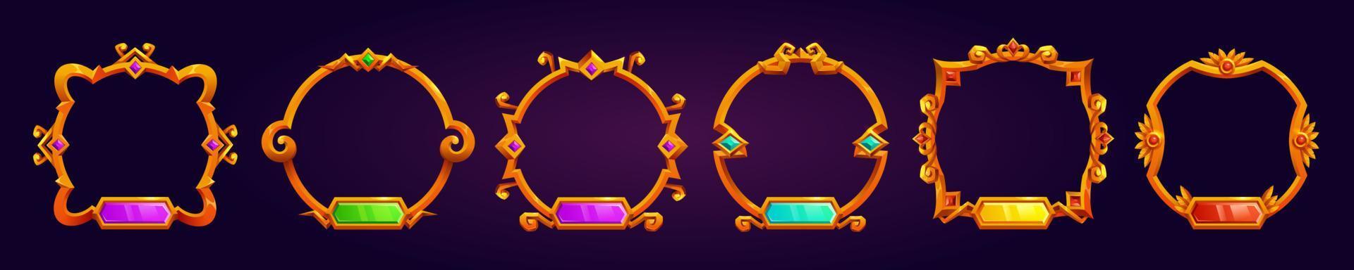 Set of round golden avatar frames vector