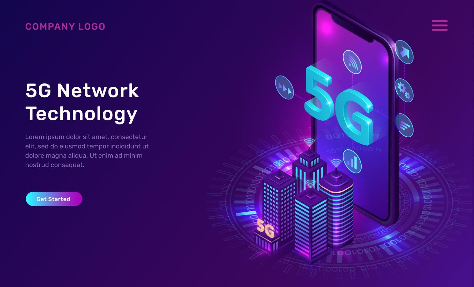 5G network technology, isometric concept vector