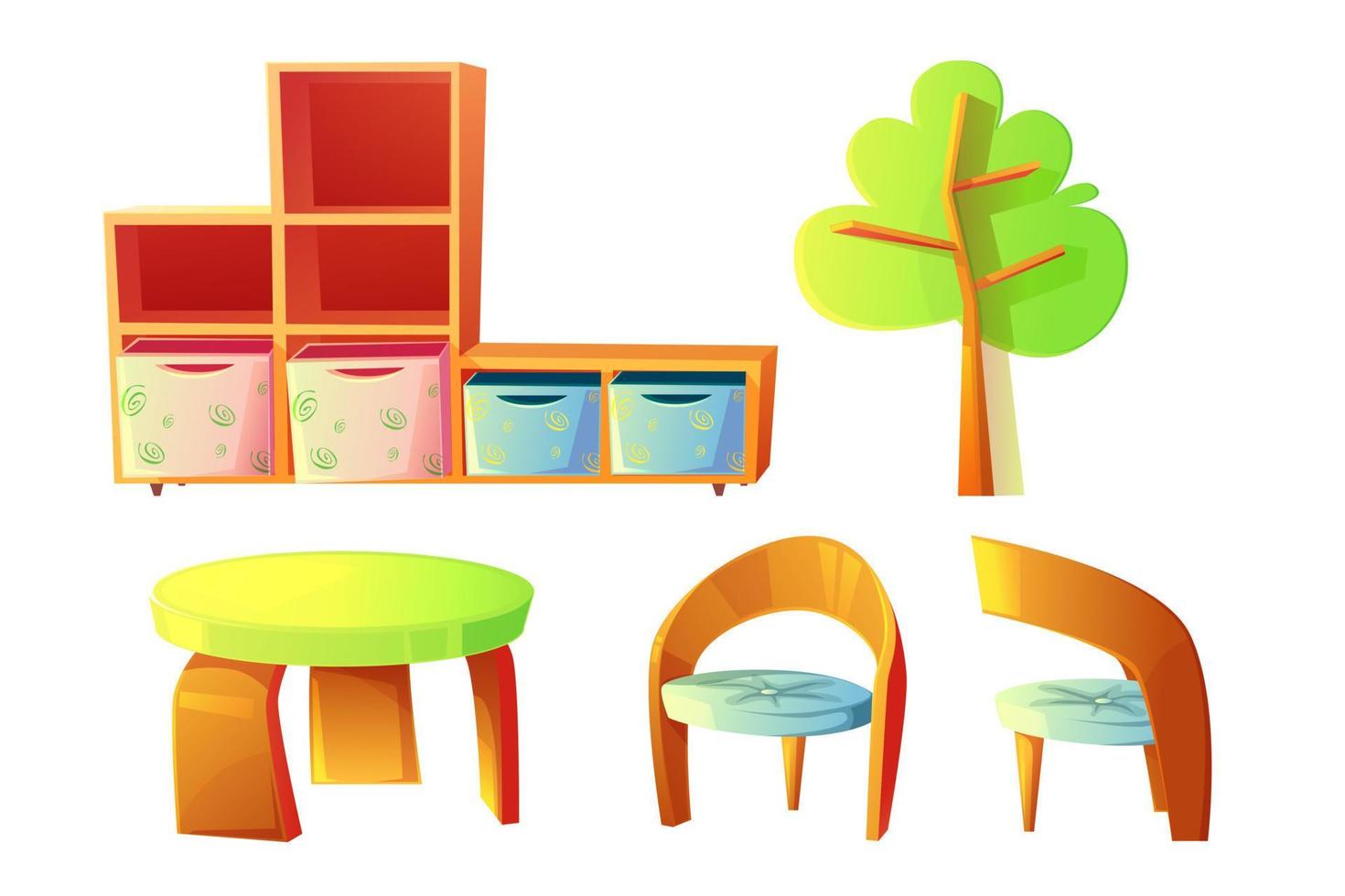 Kindergarten furniture for childrens class room vector