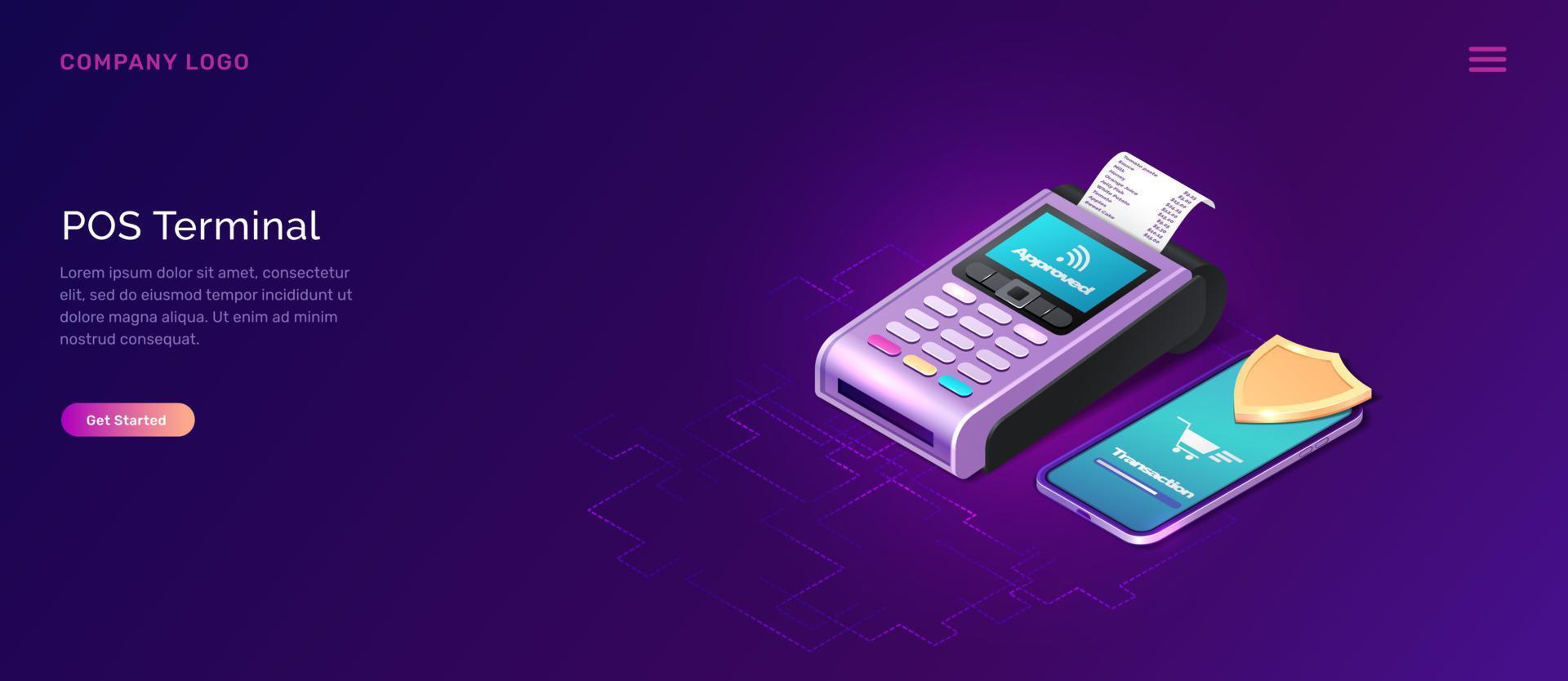 POS terminal security, isometric business concept vector