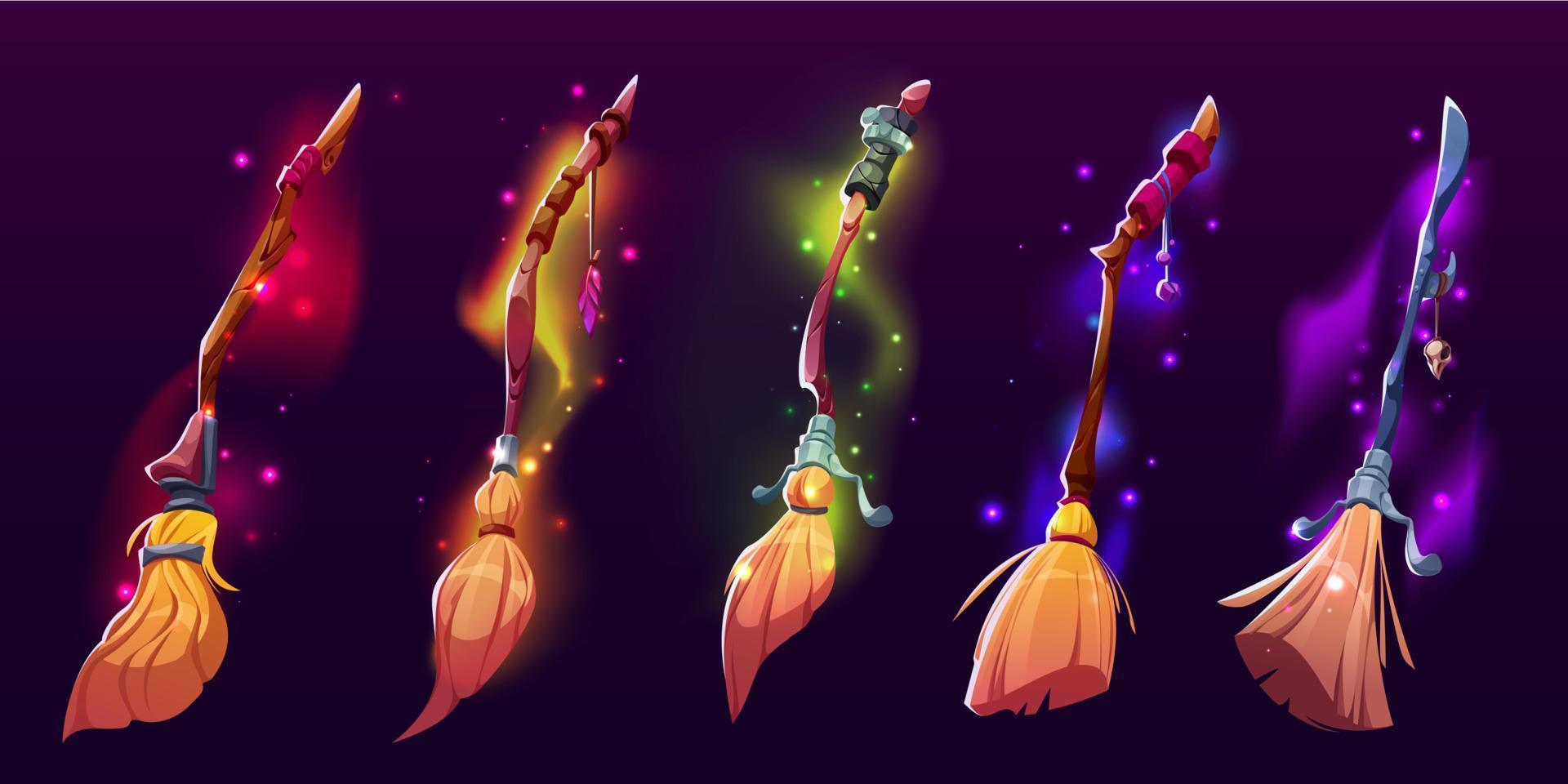 Witch brooms, magic broomsticks 21757148 Vector Art at Vecteezy