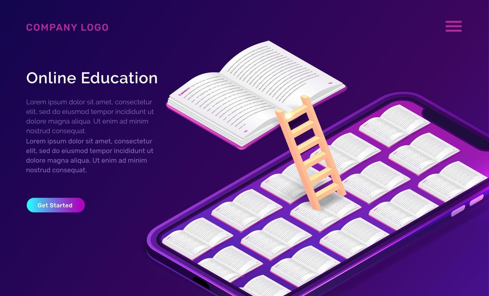 Online education or library isometric concept vector