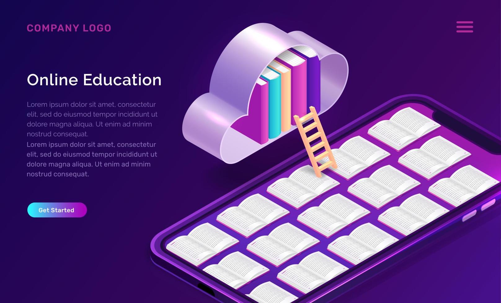 concepto isométrico de educación en línea vector