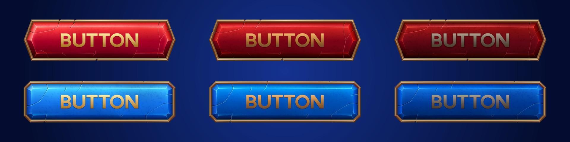 Medieval ui game sprite button with gold border vector