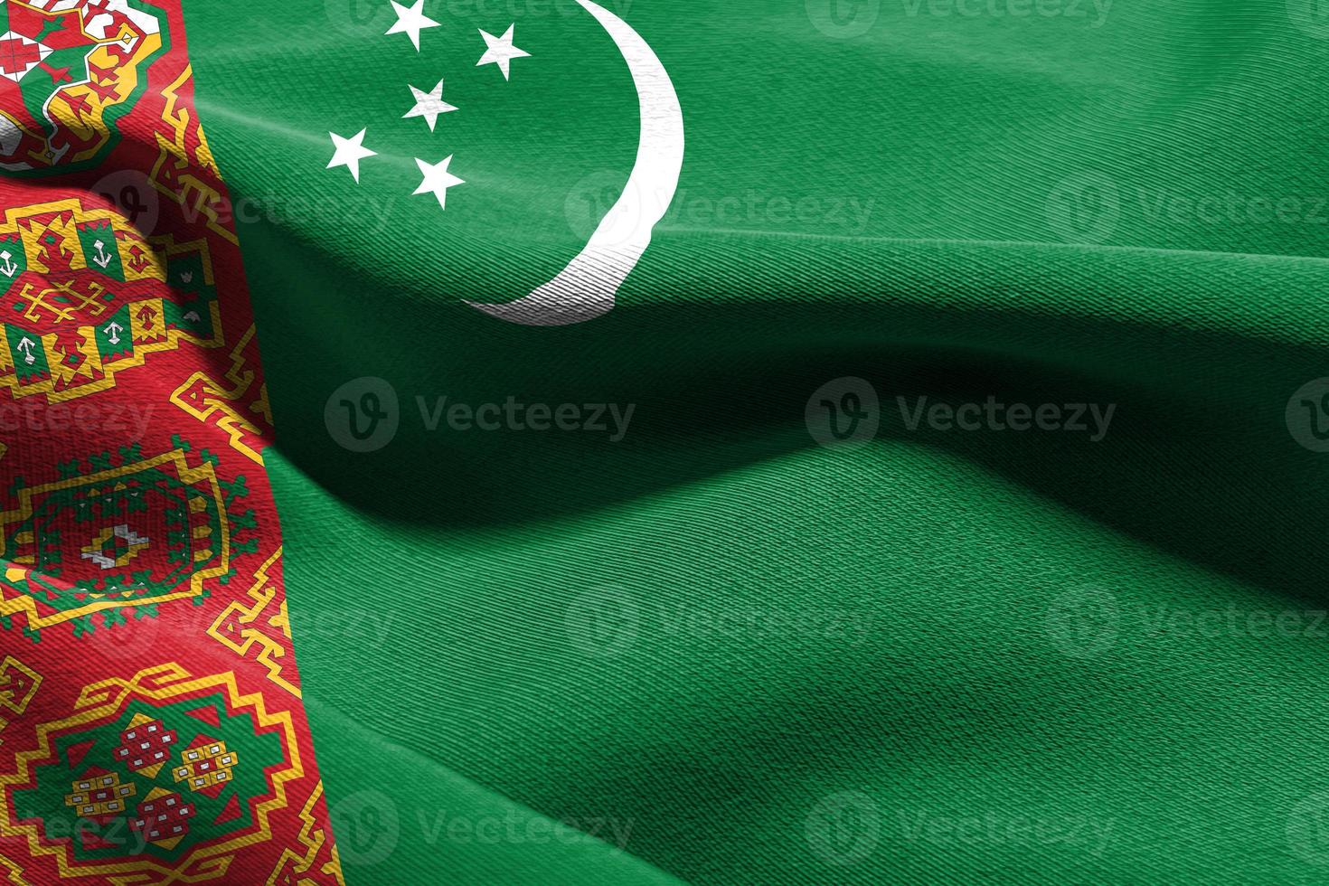 3D illustration closeup flag of Turkmenistan photo