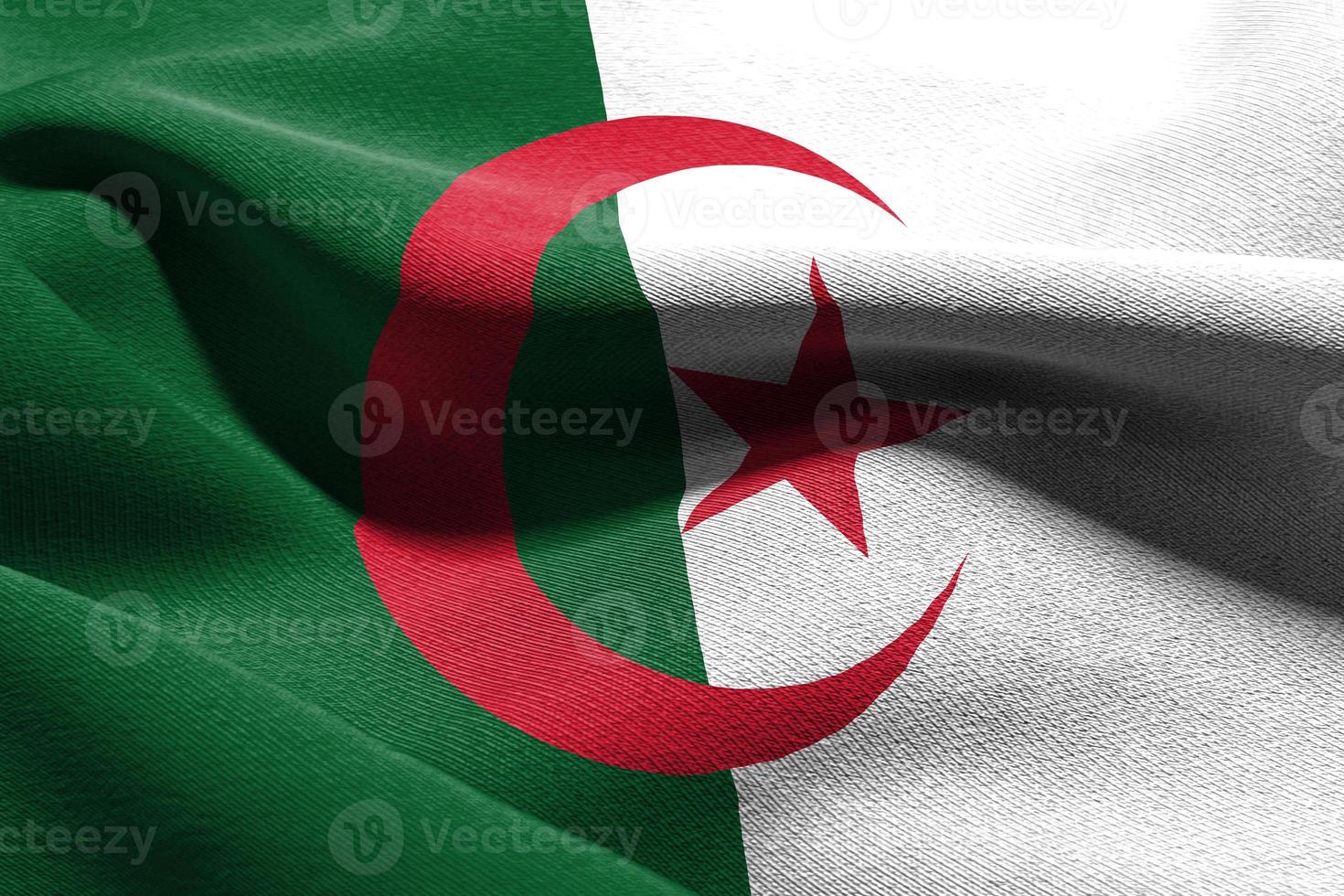 3D illustration closeup flag of Algeria photo